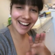 A very cute girl shits into a toilet with a hang and drop, then we see the product in the bowl. Filmed from a between the legs perspective. Vertical format video. About a minute.